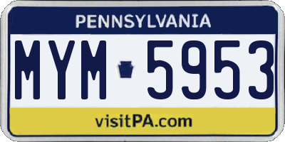 PA license plate MYM5953