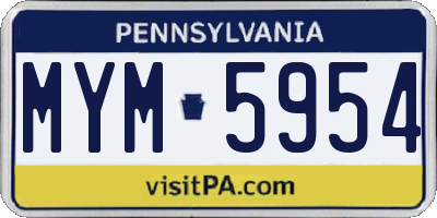 PA license plate MYM5954