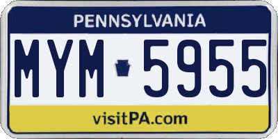 PA license plate MYM5955