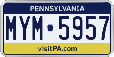 PA license plate MYM5957