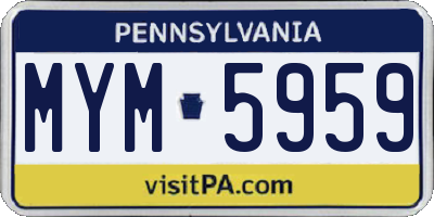 PA license plate MYM5959