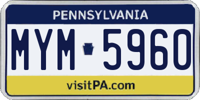 PA license plate MYM5960
