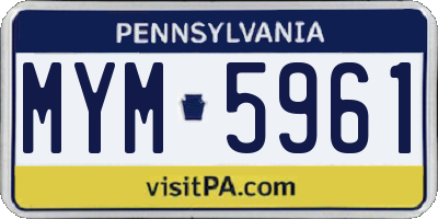 PA license plate MYM5961