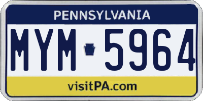 PA license plate MYM5964