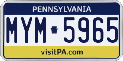 PA license plate MYM5965