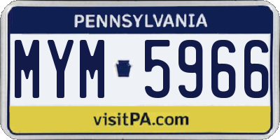 PA license plate MYM5966