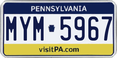 PA license plate MYM5967