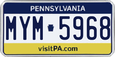 PA license plate MYM5968