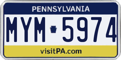 PA license plate MYM5974