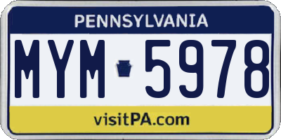 PA license plate MYM5978