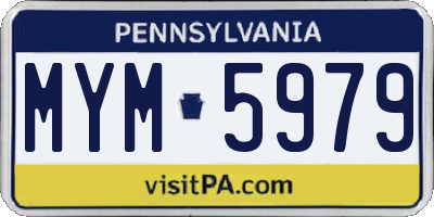 PA license plate MYM5979
