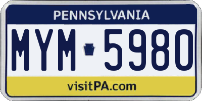 PA license plate MYM5980