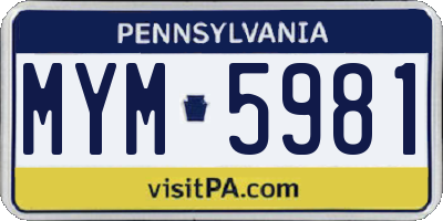 PA license plate MYM5981