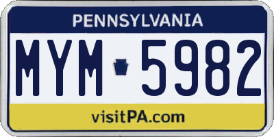 PA license plate MYM5982
