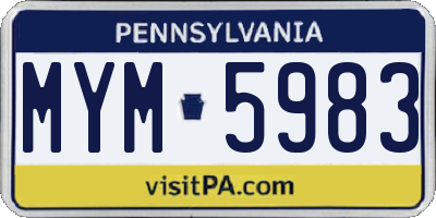 PA license plate MYM5983