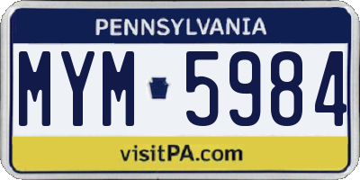 PA license plate MYM5984