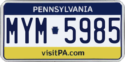 PA license plate MYM5985