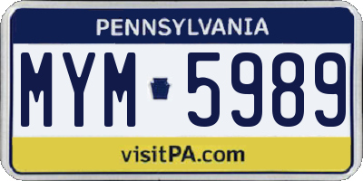 PA license plate MYM5989