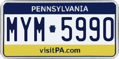 PA license plate MYM5990