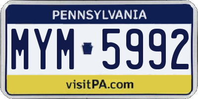 PA license plate MYM5992