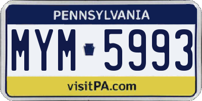 PA license plate MYM5993