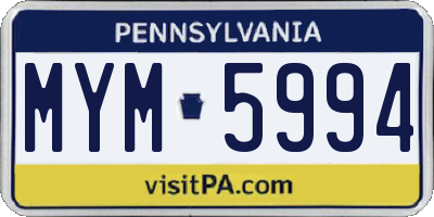 PA license plate MYM5994