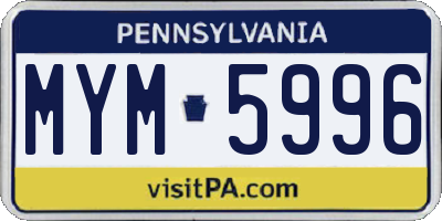 PA license plate MYM5996