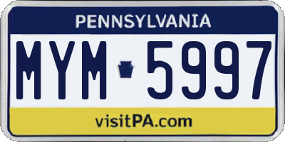 PA license plate MYM5997