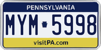 PA license plate MYM5998
