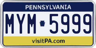 PA license plate MYM5999