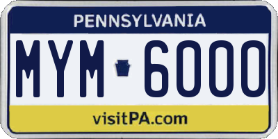 PA license plate MYM6000