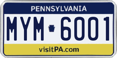 PA license plate MYM6001