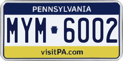 PA license plate MYM6002