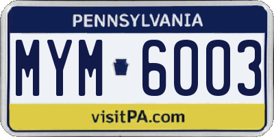 PA license plate MYM6003