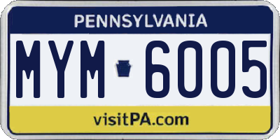 PA license plate MYM6005