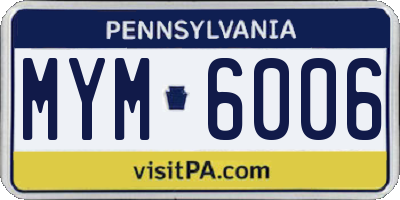PA license plate MYM6006