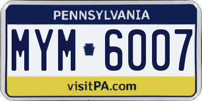 PA license plate MYM6007