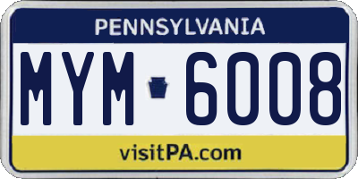 PA license plate MYM6008