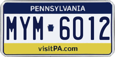 PA license plate MYM6012