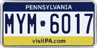 PA license plate MYM6017