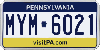 PA license plate MYM6021