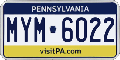 PA license plate MYM6022