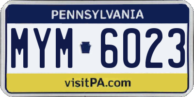 PA license plate MYM6023