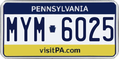 PA license plate MYM6025