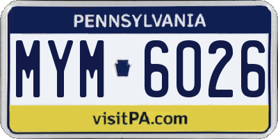PA license plate MYM6026
