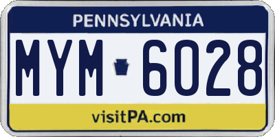 PA license plate MYM6028