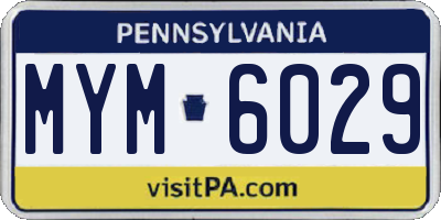 PA license plate MYM6029