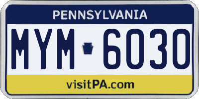 PA license plate MYM6030