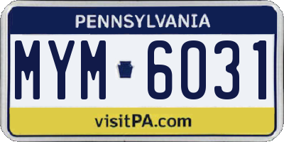 PA license plate MYM6031