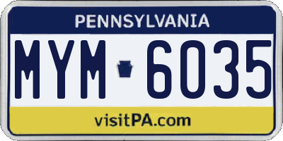 PA license plate MYM6035